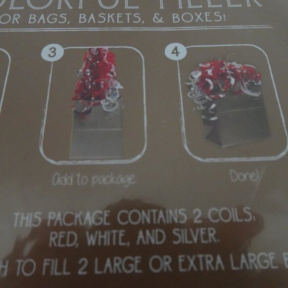Gift Bag Filler No Mess Reusable For FOUR Bags Baskets Boxes Red White Silver - Picture 10 of 10